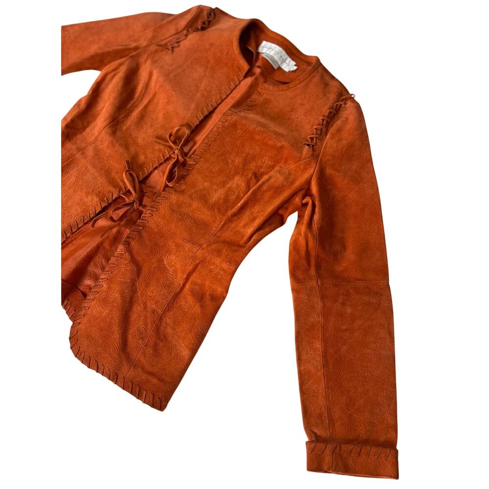 Vintage Garfield & Marks Orange Leather Suede Jacket Western Cowgirl Festival